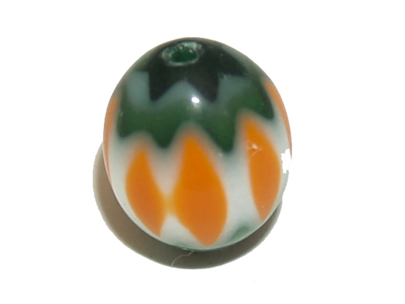 9x8mm CHEVRON Beads - Orange & Green (25)