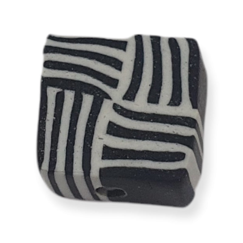 10mm Square Fimo Beads (10) - Geometric Stripes