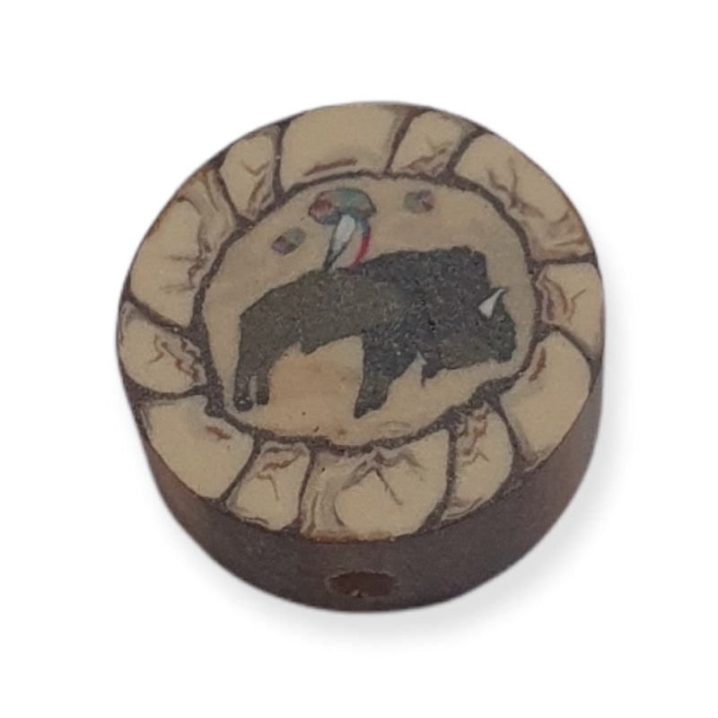 12mm Coin Fimo Beads (10) - Buffalo