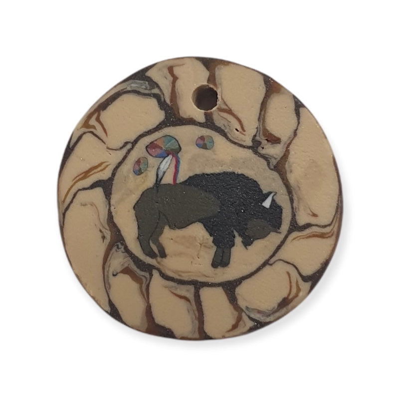 26mm Fimo Pendant (1) - Buffalo