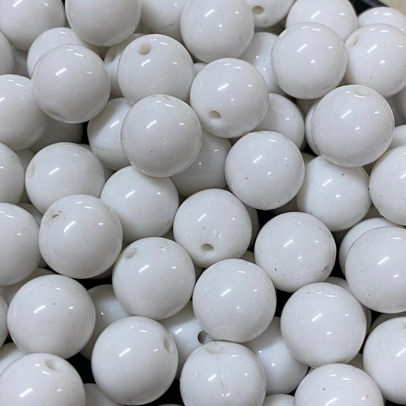 10mm Round Vintage Lucite Beads (25) - White