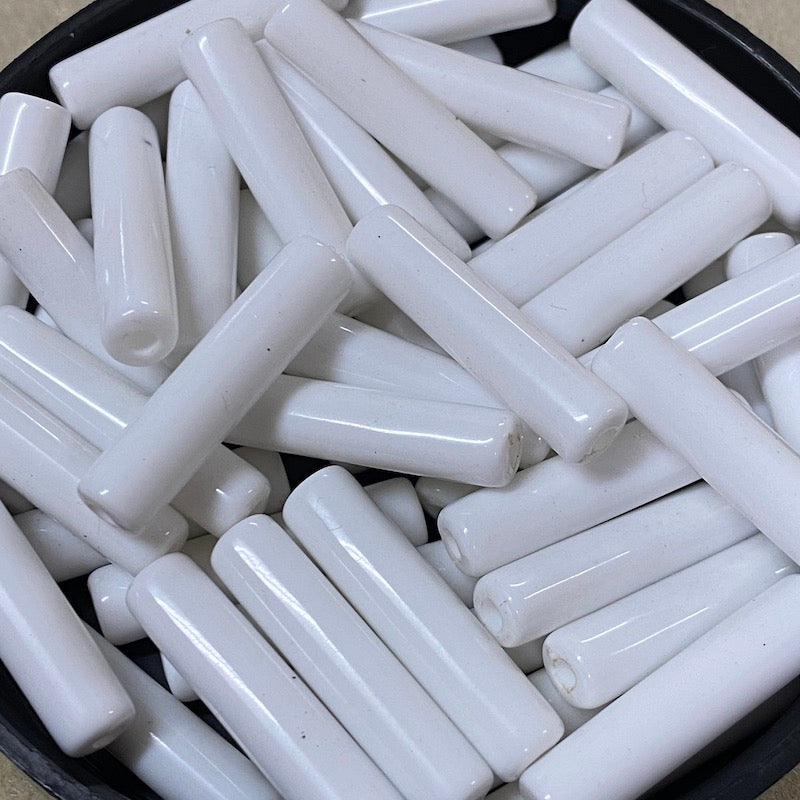 26x5mm Tube Vintage Lucite Beads (10) - White