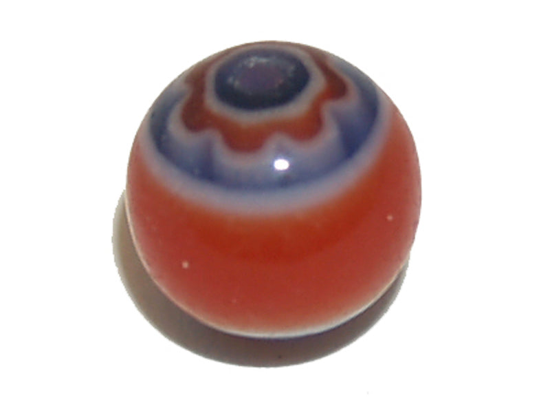 6mm Round (25) - Red, White & Blue - Vintage Chevron Glass Beads
