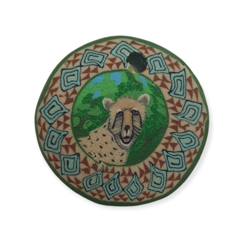 26mm Fimo Pendant (1) - Cheetah