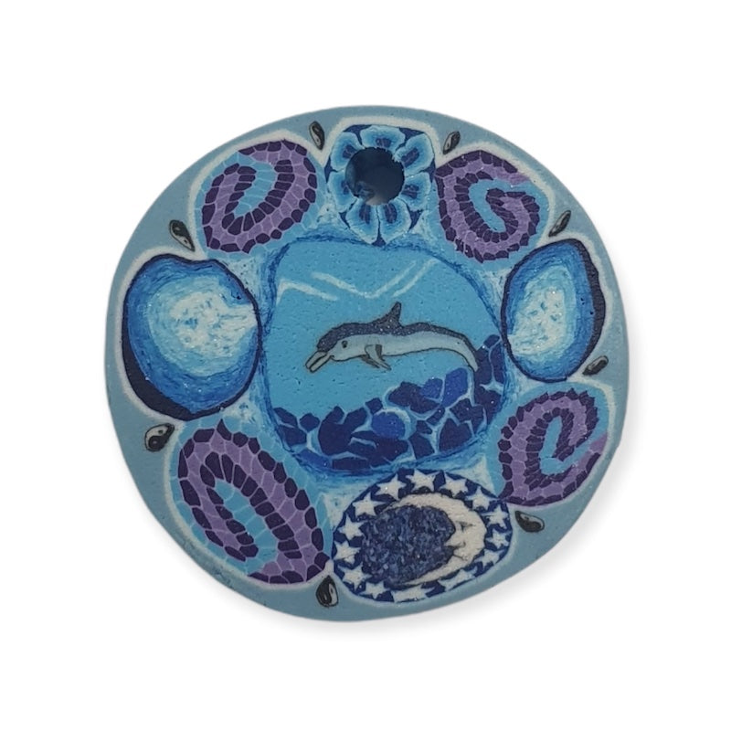 26mm Fimo Pendant (1) - Dolphin Diving