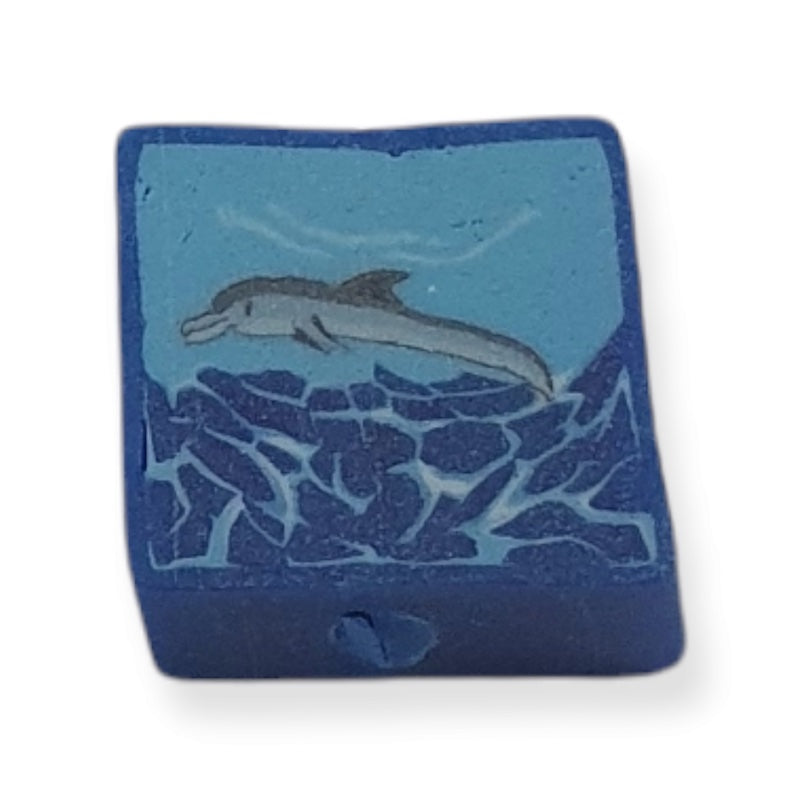 10mm Square Fimo Beads (10) - Dophin Diving