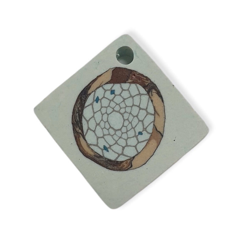 22mm Square Fimo Pendant (1) - Dream Catcher Web