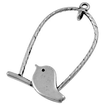Lovebird on a Swing (2) - Antique Silver
