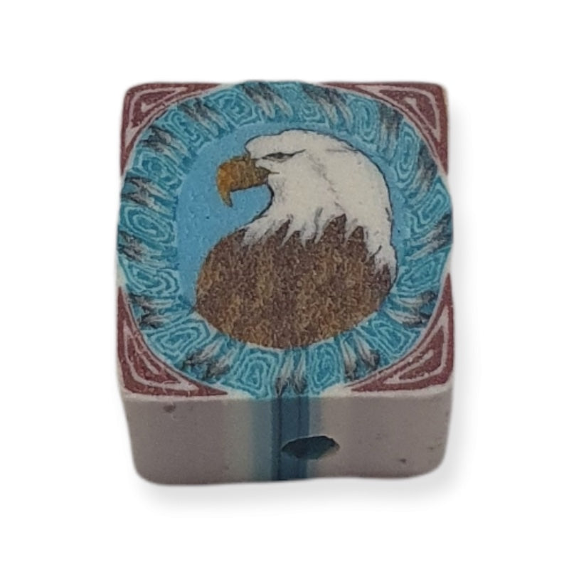 10mm Square Fimo Beads (10) - Eagle Head