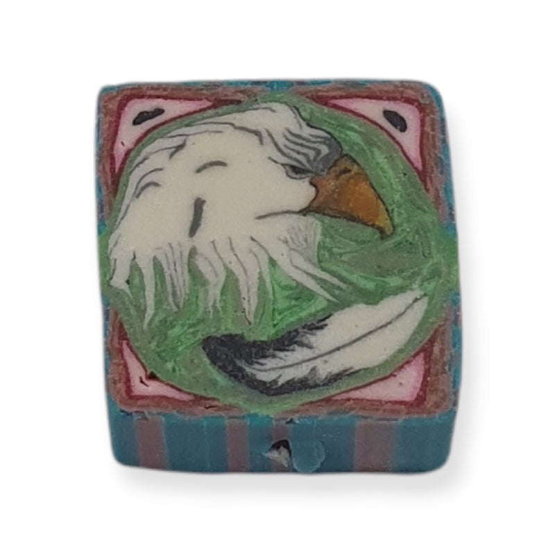 10mm Square Fimo Beads (10) - Eagle w. Feather