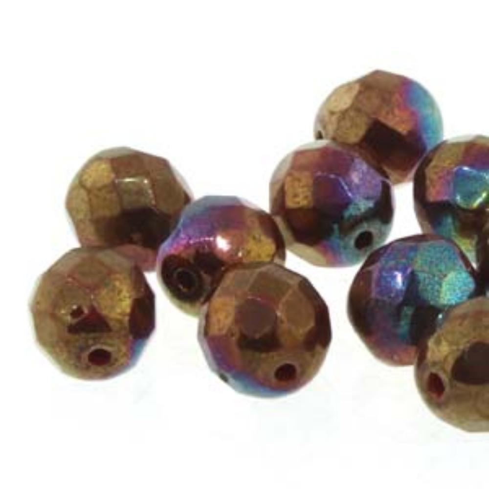 3mm Firepolish Czech Glass Strand - Coral Red Iris Lustre