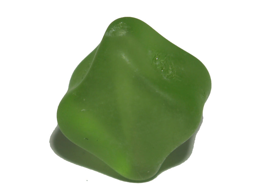 11x10mm Diamond (10) - Green Transparent Frosted - Vintage Czech Glass Beads