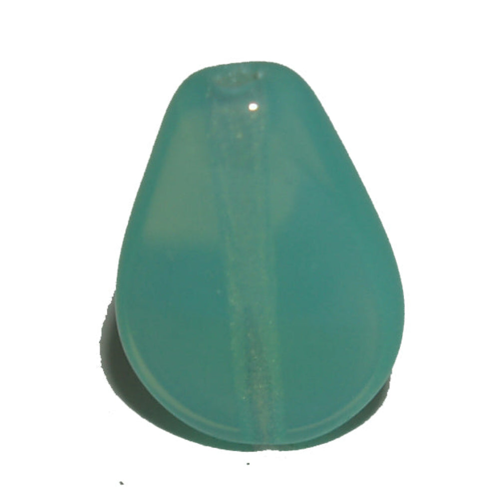 10x8mm Teardrop (25) - Milky Green - Vintage Czech Vaseline Glass Beads - Bead Shack