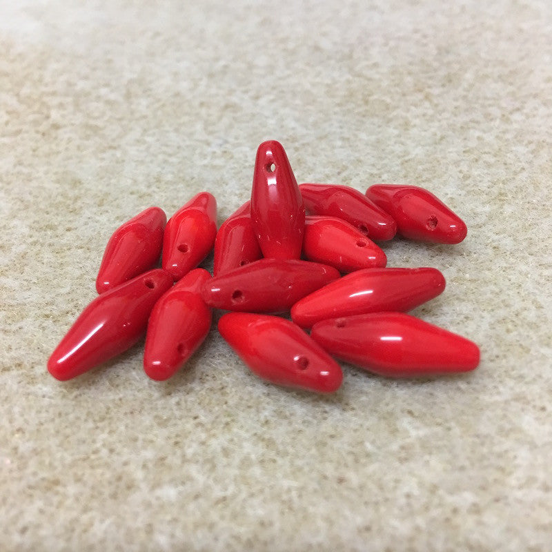 Berry Red Lustre 16x6 Top Drilled Bicone Qty: 10 beads - Bead Shack