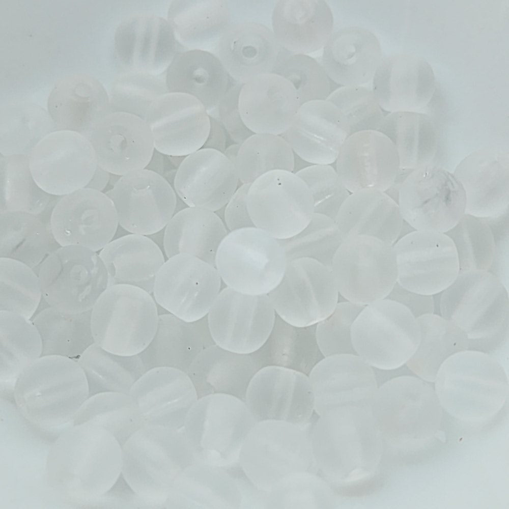 4mm Round (100) - Clear Frosted - Vintage Czech Glass Beads