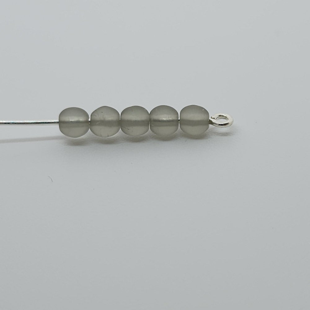 4mm Round (100) - Smokey Grey Matte - Vintage Czech Glass Beads