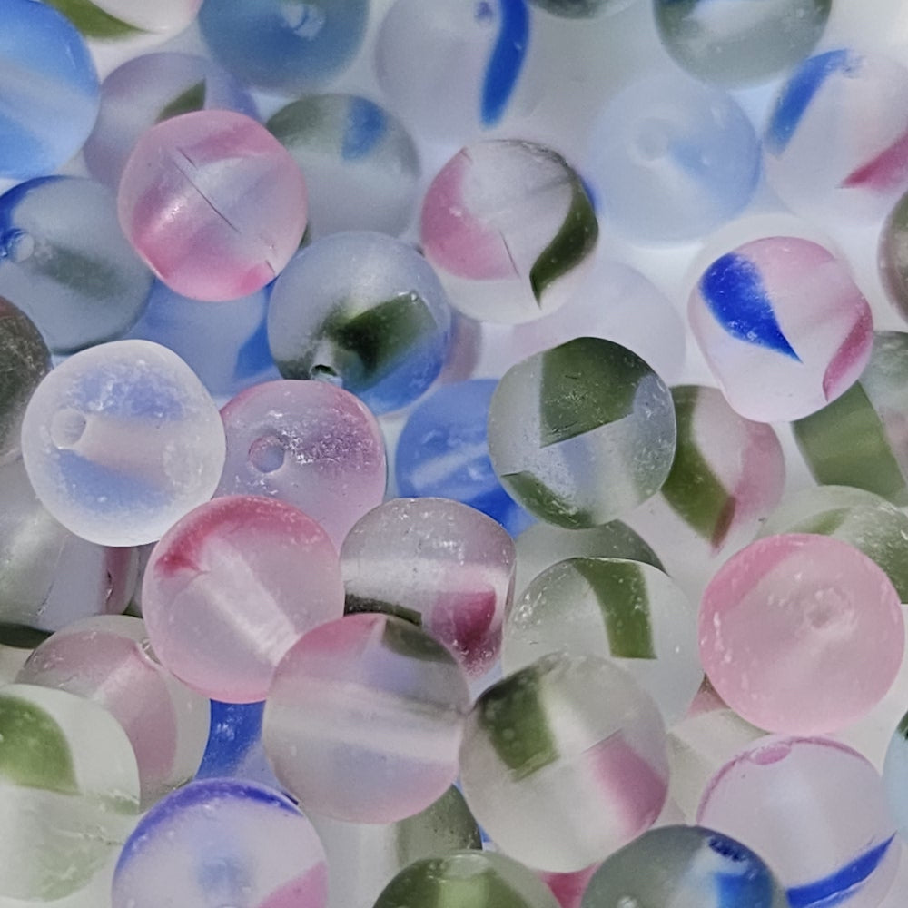 6mm Round (25) - Frosted Rainbow Givre - Vintage Czech Glass Beads