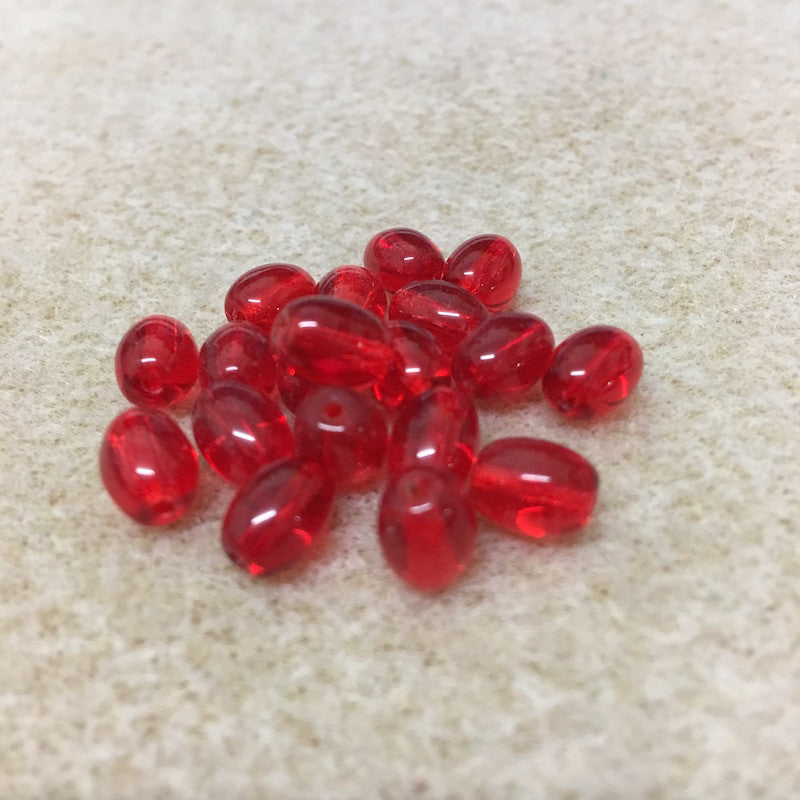Red Transparent 8x6mm Oval Qty: 10 beads - Bead Shack