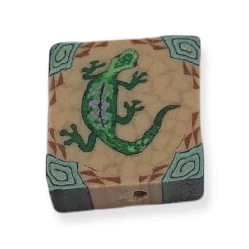 10mm Square Fimo Beads (10) - Gekko
