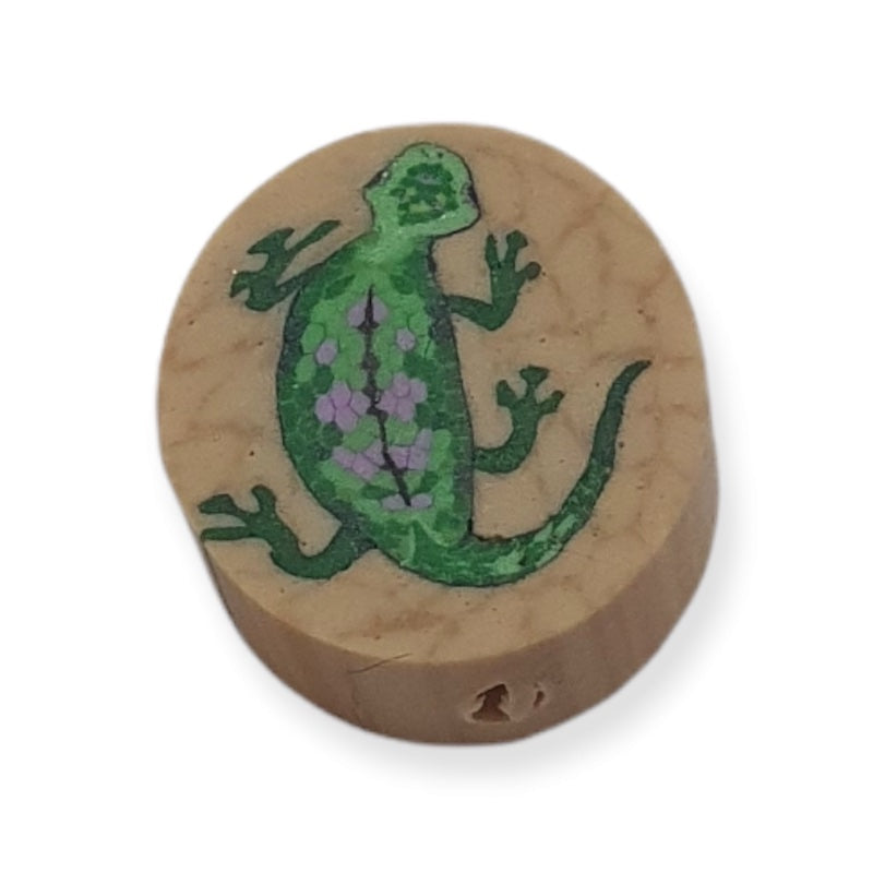 12mm Coin Fimo Beads (10) - Gekko