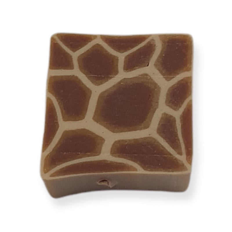 10mm Square Fimo Beads (10) - Giraffe Print