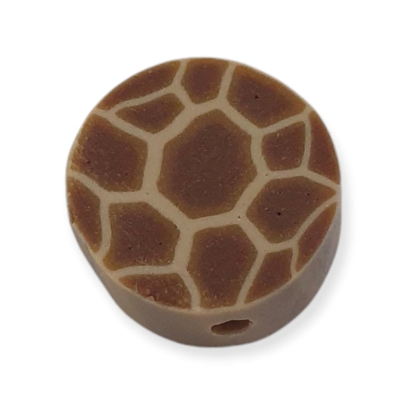 12mm Coin Fimo Beads (10) - Giraffe Print