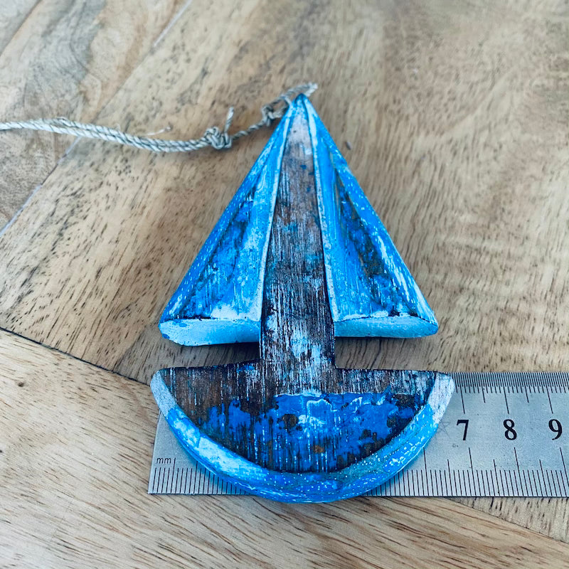 Sailing Boat (1) - Blue - Nautical Wood Craft Decoration