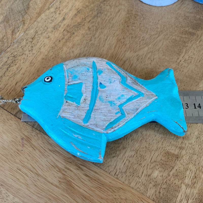 Flat Fish (1) - Turquoise - Nautical Wood Craft Decoration