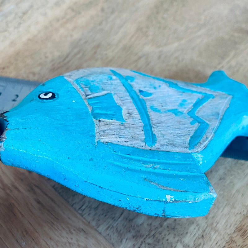 Flat Fish (1) - Turquoise - Nautical Wood Craft Decoration