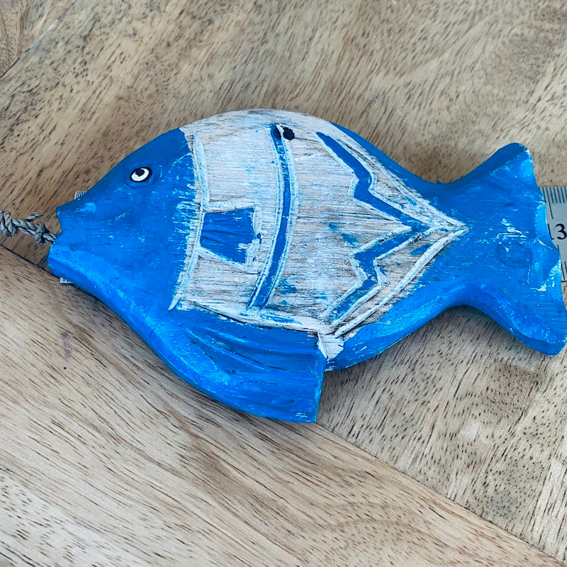 Flat Fish (1) - Blue - Nautical Wood Craft Decoration
