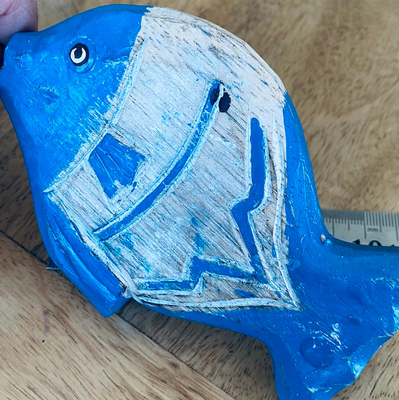 Flat Fish (1) - Blue - Nautical Wood Craft Decoration