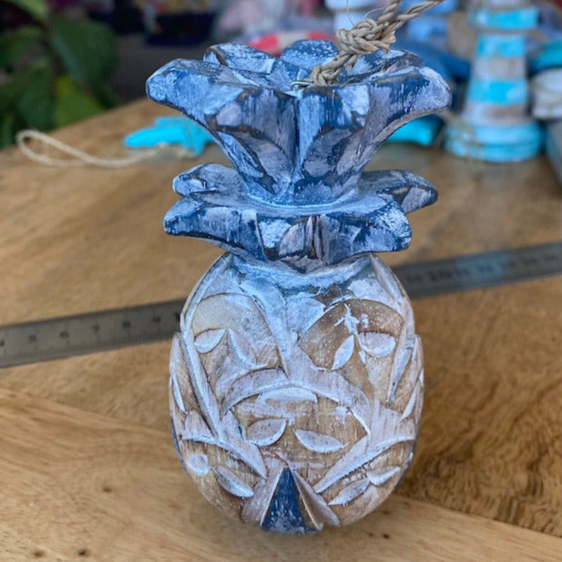 Pineapple (1) - Blue - Nautical Wood Craft Decoration