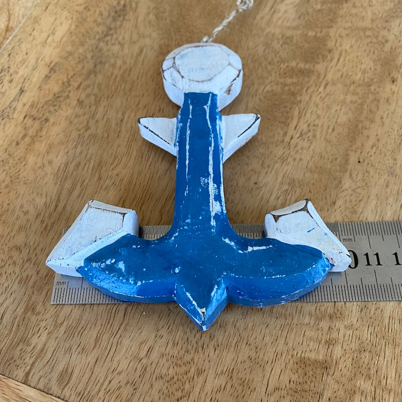 Anchor (1) - Blue - Nautical Wood Craft Decoration