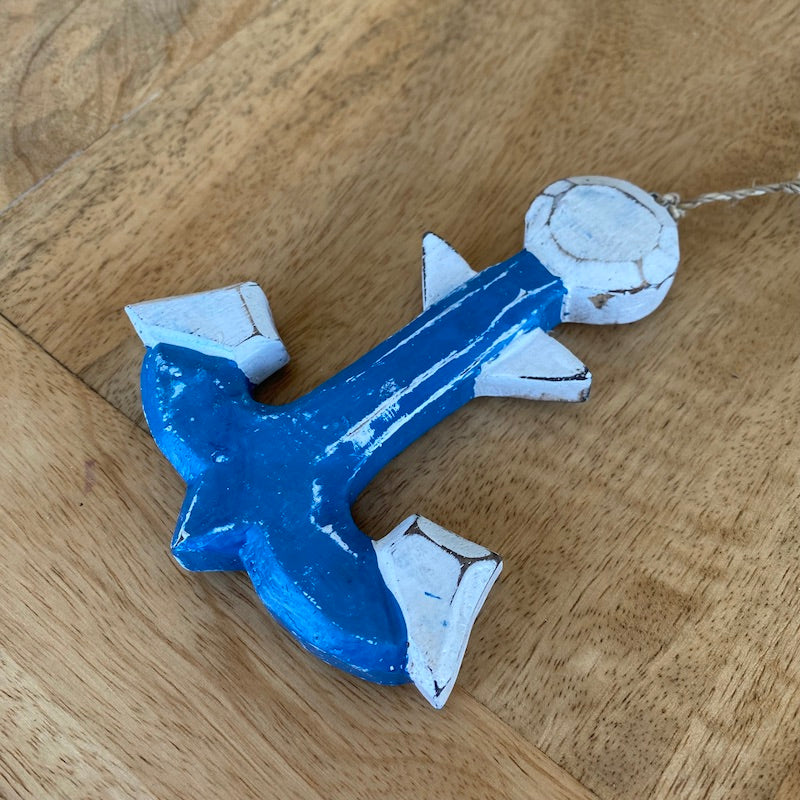 Anchor (1) - Blue - Nautical Wood Craft Decoration