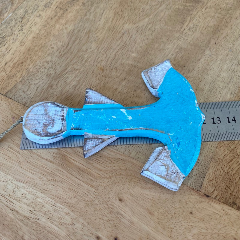 Anchor (1) - Turquoise - Nautical Wood Craft Decoration