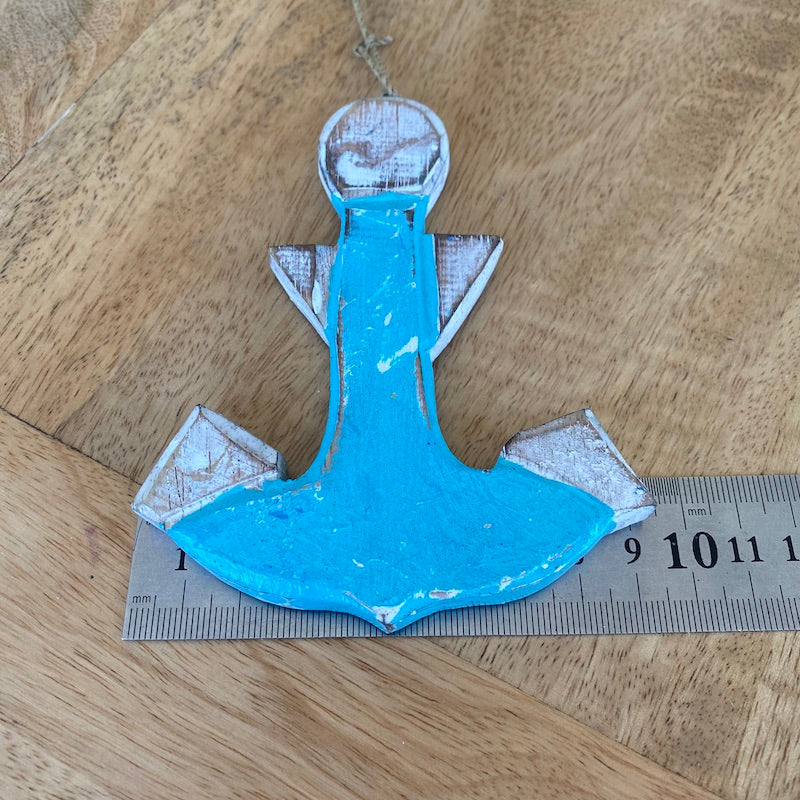 Anchor (1) - Turquoise - Nautical Wood Craft Decoration