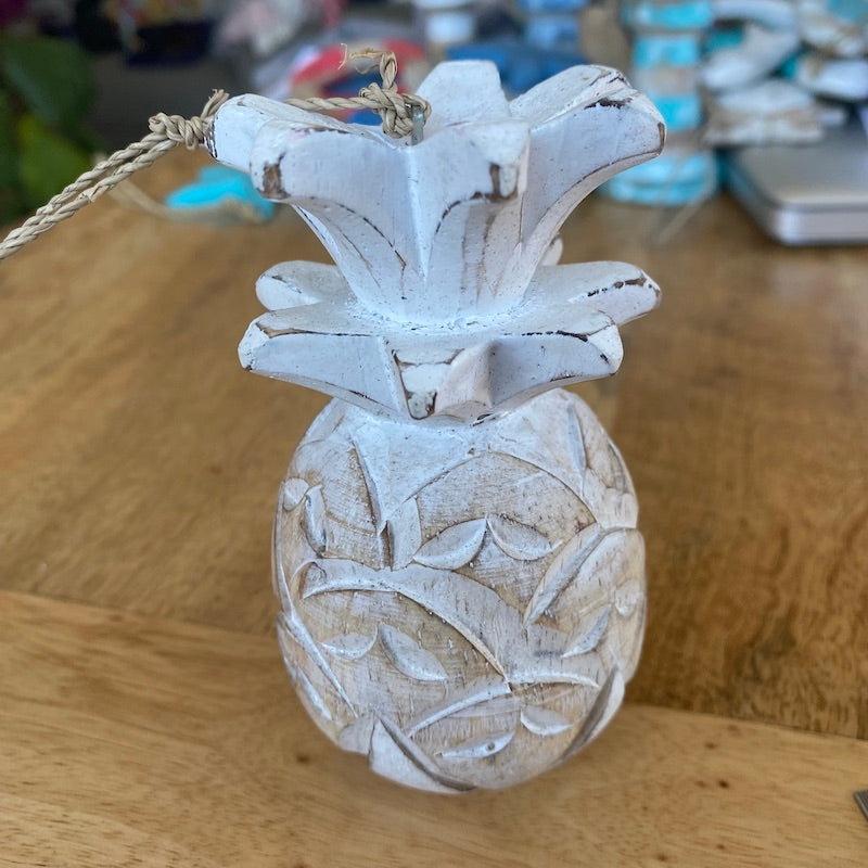 Pineapple (1) - White - Nautical Wood Craft Decoration