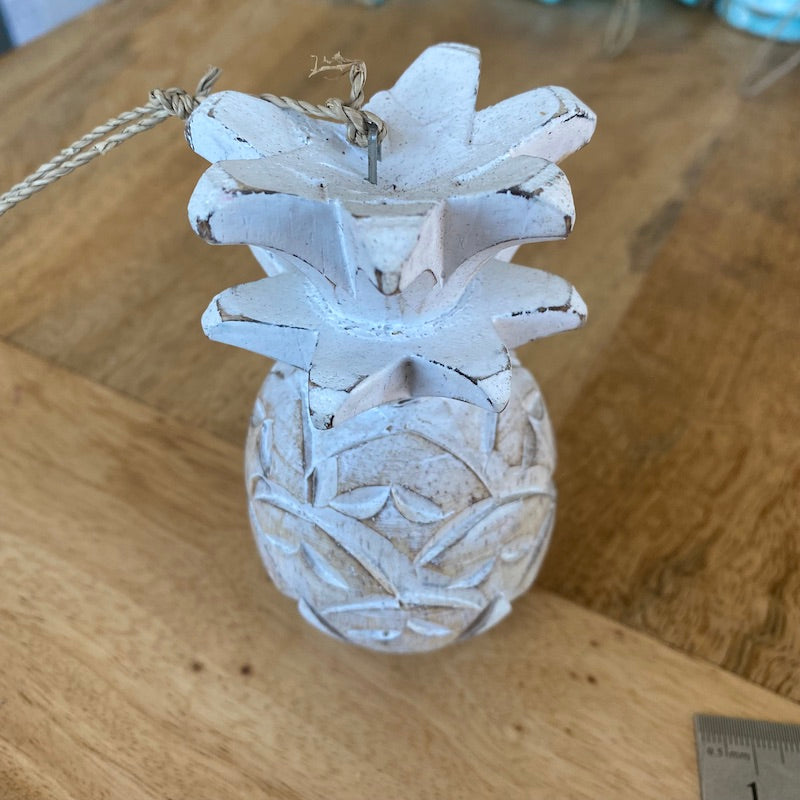 Pineapple (1) - White - Nautical Wood Craft Decoration