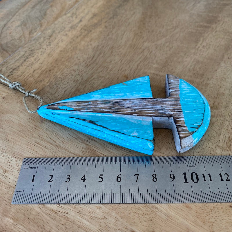 Sailing Boat (1) - Turquoise - Nautical Wood Craft Decoration