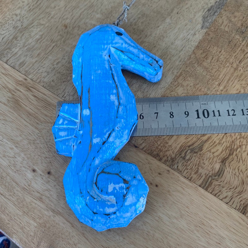 Seahorse (1) - Blue - Nautical Wood Craft Decoration