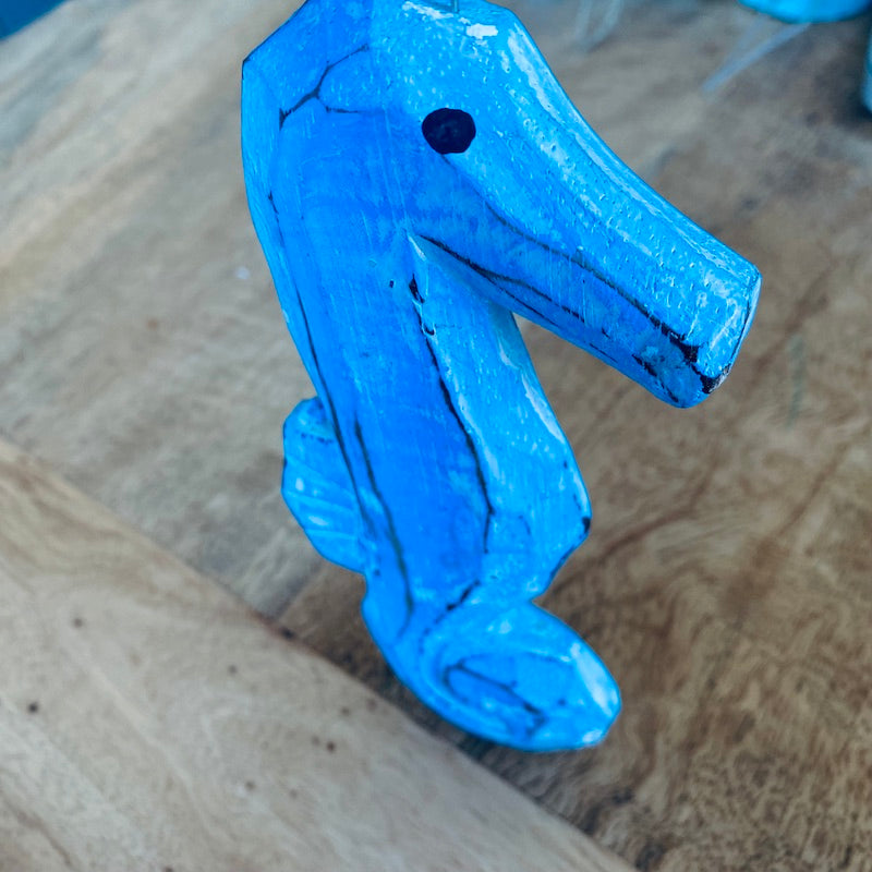 Seahorse (1) - Blue - Nautical Wood Craft Decoration