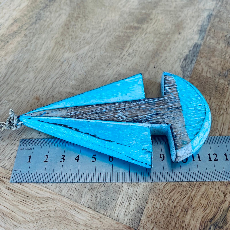 Sailing Boat (1) - Turquoise - Nautical Wood Craft Decoration
