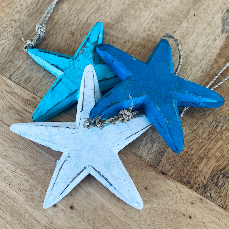 Starfish (1) - White - Nautical Wood Craft Decoration