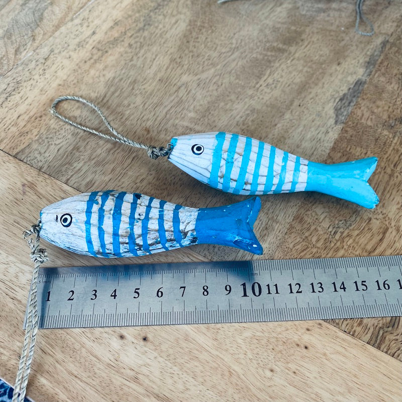 Medium Striped Fish (1) - Blue - Nautical Wood Craft Decoration