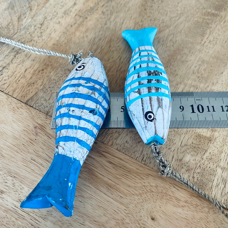 Medium Striped Fish (1) - Blue - Nautical Wood Craft Decoration