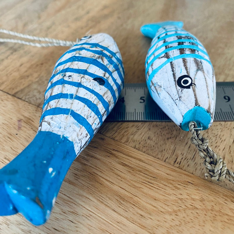 Medium Striped Fish (1) - Blue - Nautical Wood Craft Decoration