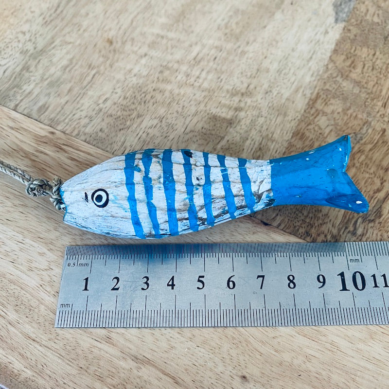 Medium Striped Fish (1) - Blue - Nautical Wood Craft Decoration