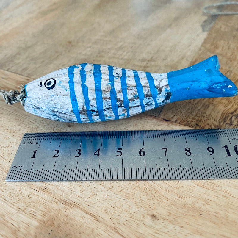 Medium Striped Fish (1) - Blue - Nautical Wood Craft Decoration