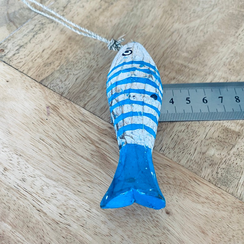 Medium Striped Fish (1) - Blue - Nautical Wood Craft Decoration