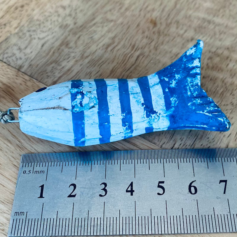 Small Striped Fish (1) - Turquoise - Nautical Wood Craft Decoration